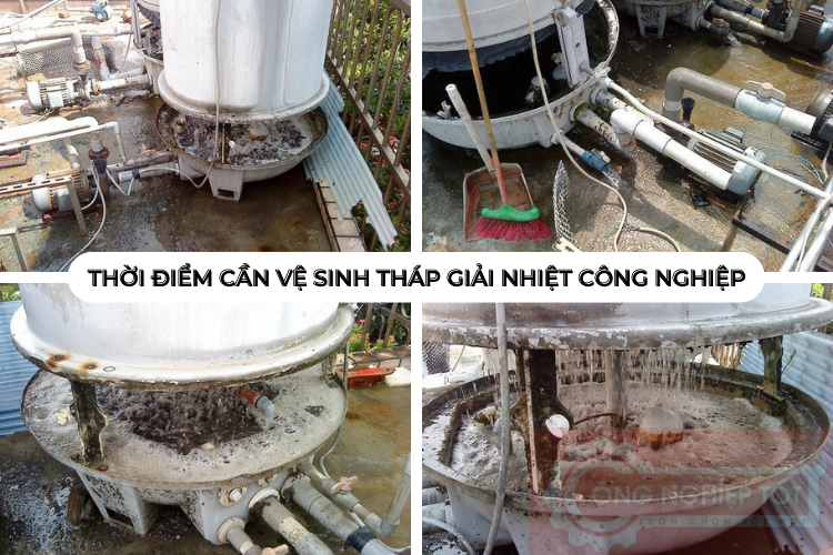 Đế bồn dơ là một trong các dấu hiệu cần vệ sinh tháp giải nhiệt.
